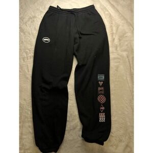 Vans Sweatpants Mens Small Black  Graphic Leg Jogger Fleece Off The Wall